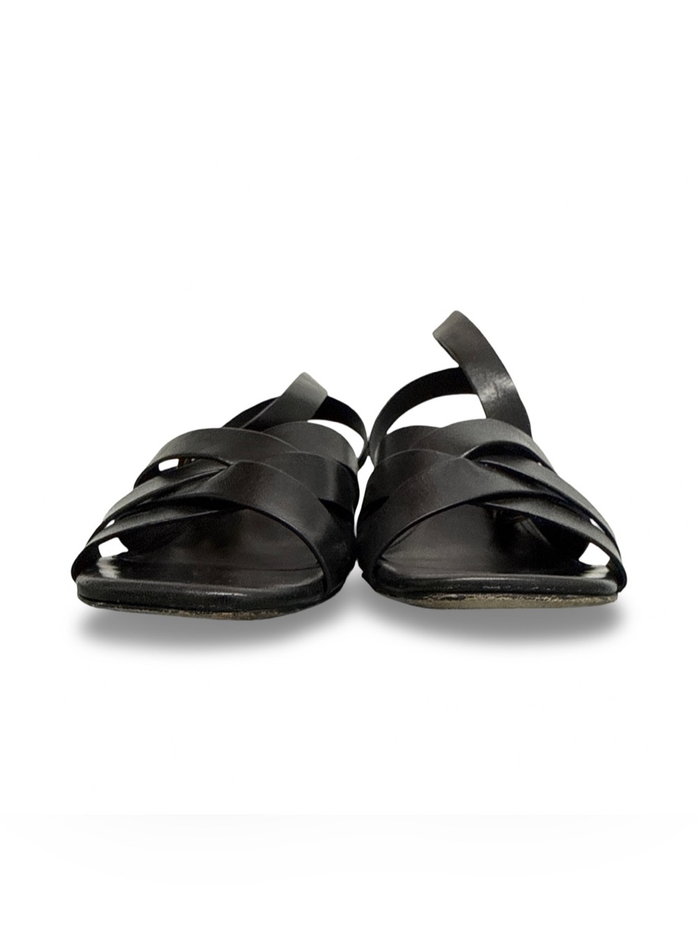 Tory Burch City Heel Ankle Strap Vachetta Leather Sandals Size 8 Perfect Black - Picture 4 of 16